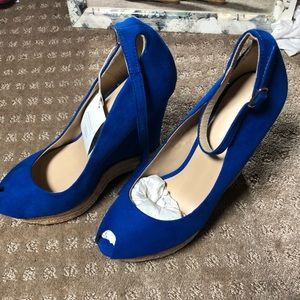 Zara peep toe wedge heeled espadrilles